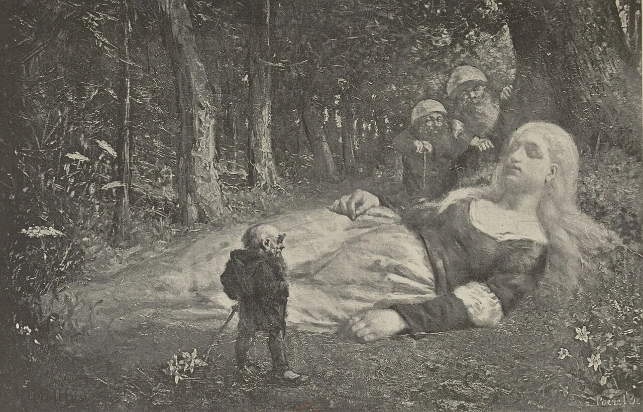 1861-René Dollfus - Giovane ragazza addormentata trovata da degli gnomi